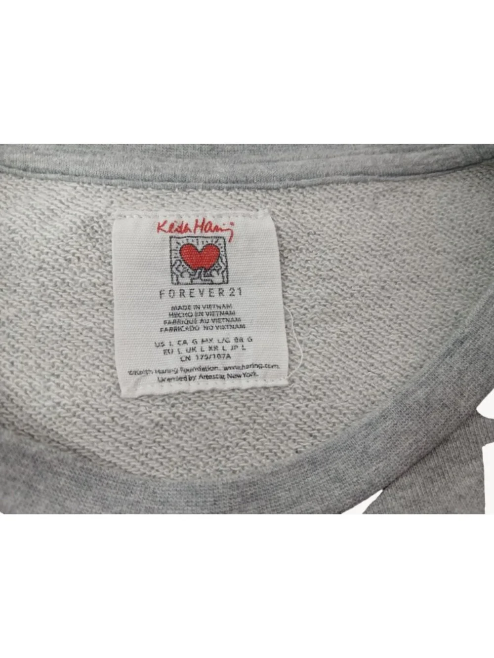 Keith Haring Forever 21 Gray Graphic Sweatshirt Womens Large Colorful Abstract - Picture 6 of 8